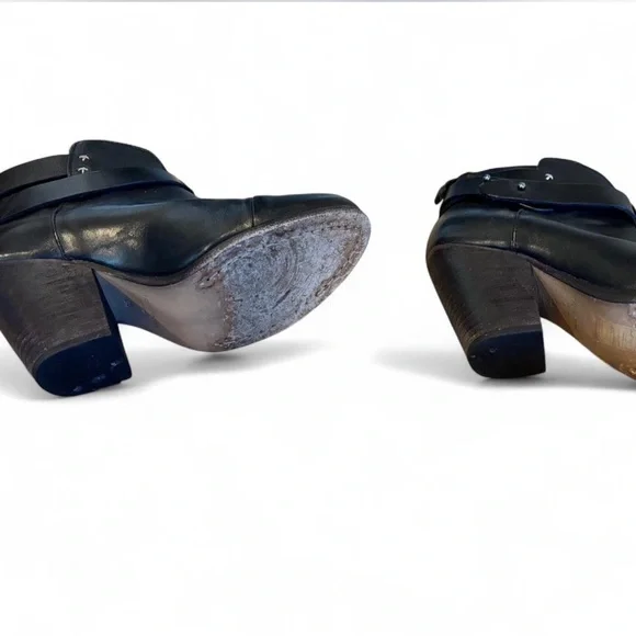 Rag & Bone Black Leather Moto Ankle Boots Size 6 EU 36 Handmade in Italy - Picture 9 of 15